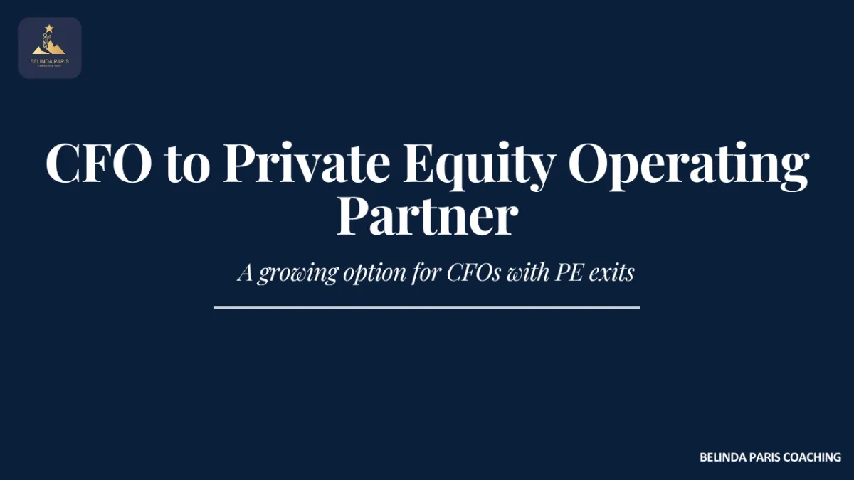 Former CFO in a meeting with private equity investment partners