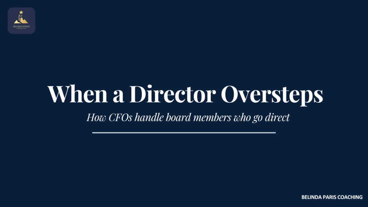 CFO in a private meeting with the board chair discussing a governance concern