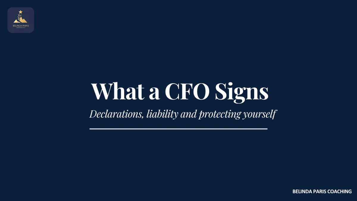 CFO reviewing a declaration before signing it at year end