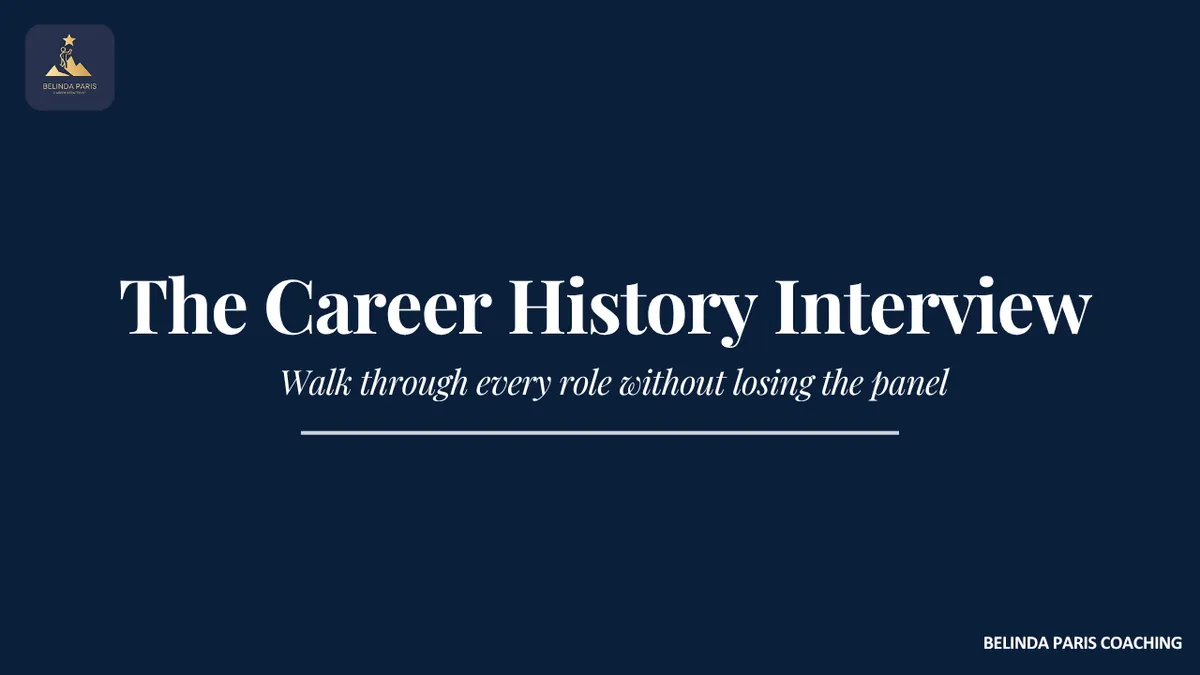 Executive candidate in a long career history interview with a search consultant