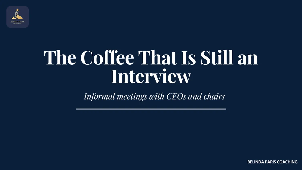 Senior candidate having coffee with a company chair