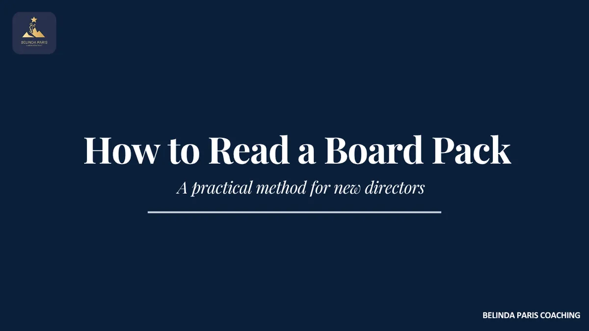 New director reading a board pack with notes and a pen at a kitchen table