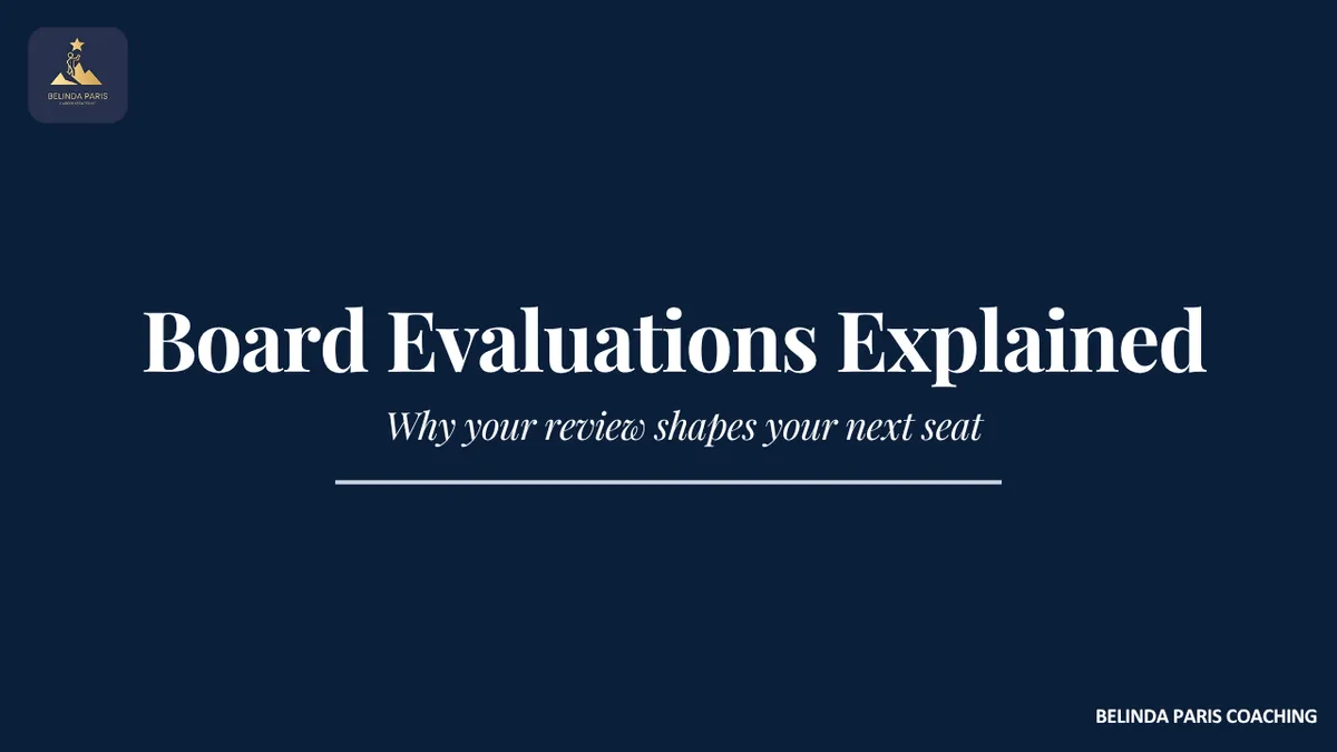 Board chair holding a one-on-one review conversation with a non-executive director