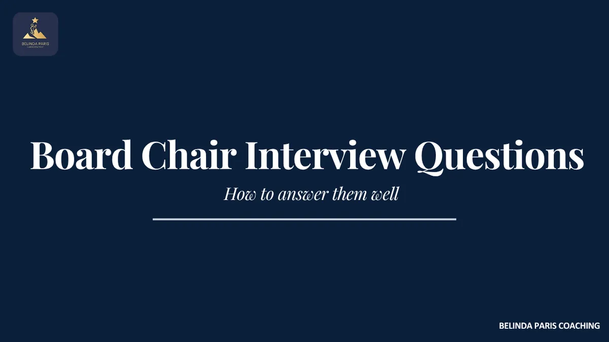Experienced non-executive director being interviewed by a nominations committee for a board chair role