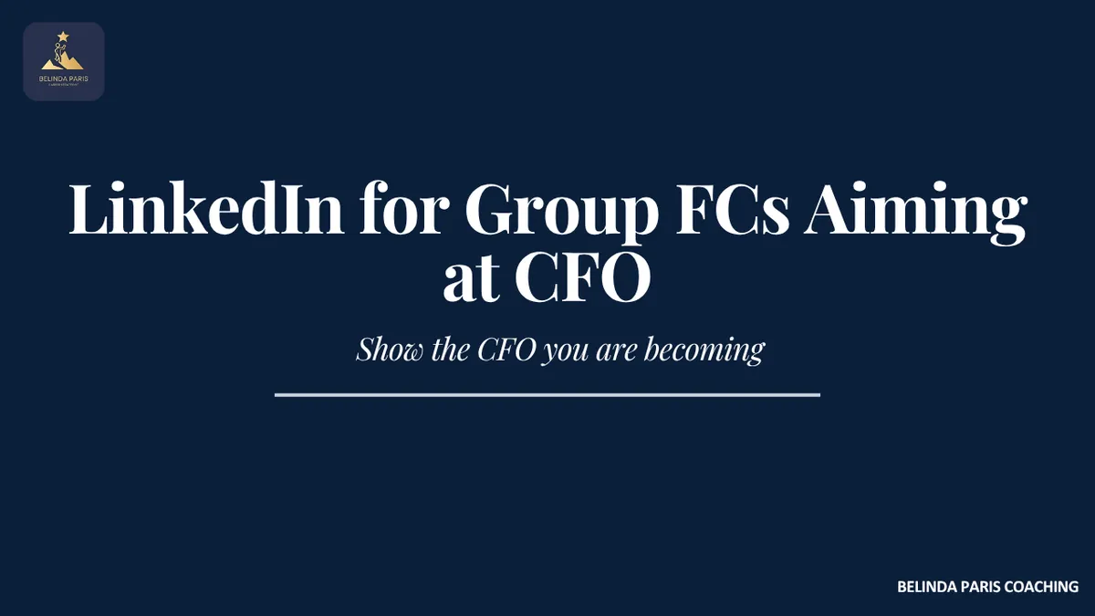 Group financial controller updating a LinkedIn profile at a desk
