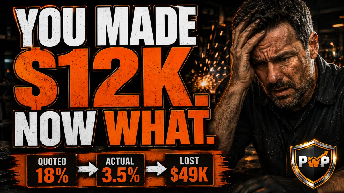 The $340K Fabrication Job That Made $12,000: A Profit Autopsy - Core hook: A shop quoted 18% margin. The job closed at 3.5%. $49,000 gone before anyone knew.