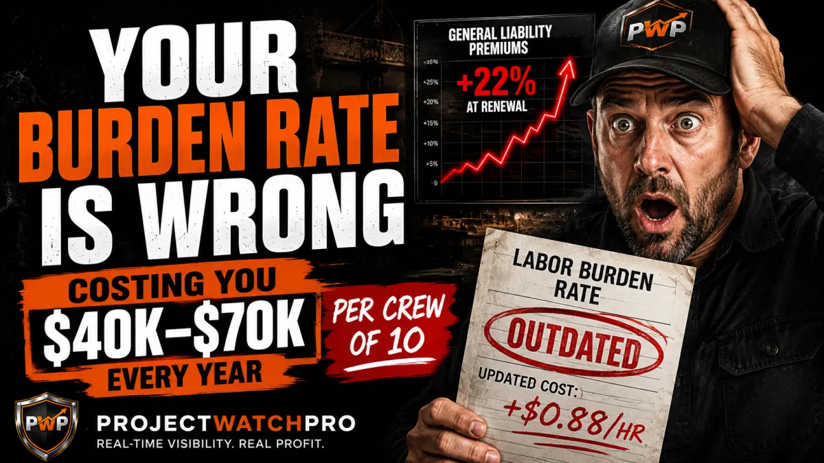 Contractor holding an estimating printout with labor burden rate circled in orange marker — ProjectWatchPRO blog post on why construction labor burden rates are wrong in 2026.