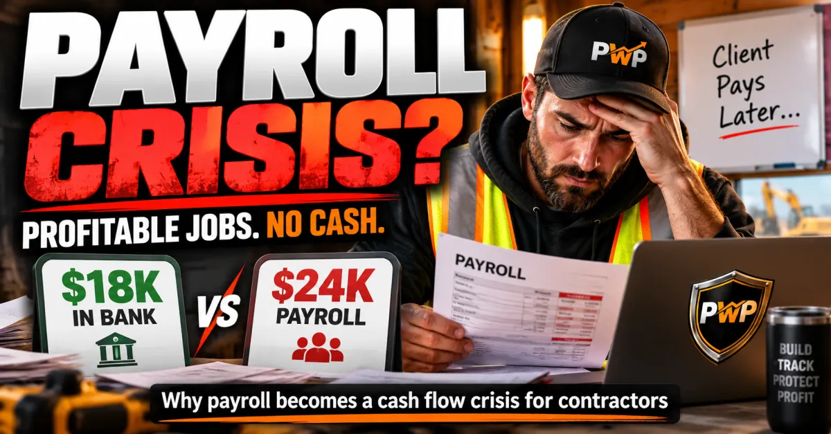 Contractor staring at laptop on Thursday afternoon, payroll due, cash short despite a full job board
