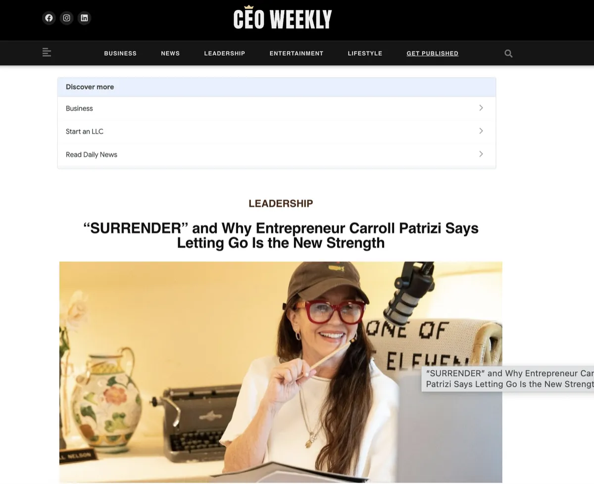 CEO Weekly published a feature about SURRENDER