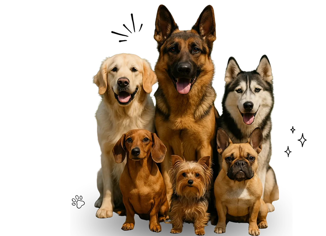 five dog in one frame
