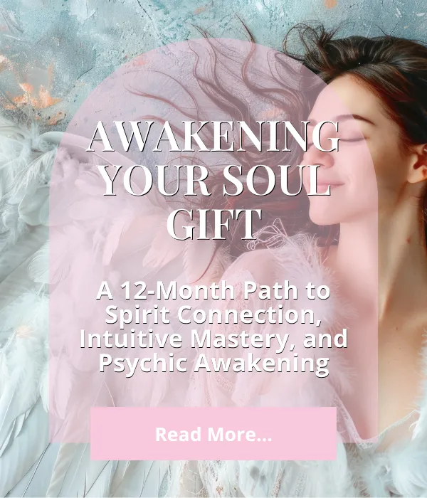 awakening your soul gifts ad with woman with white feathered wings
