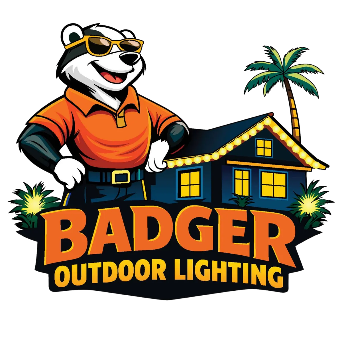 Christmas Lights Factory logo featuring a Santa hat, festive colors, and decorative holiday lights, representing professional holiday lighting services in Oregon.