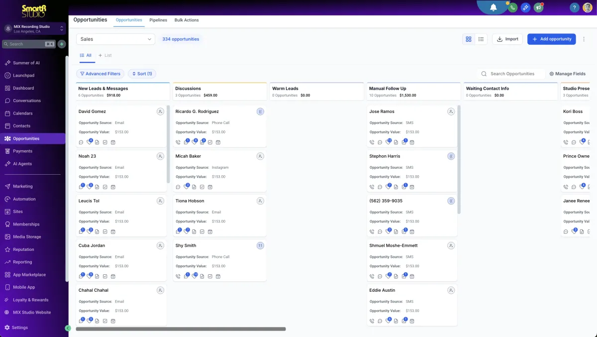 CRM for podcast Studio