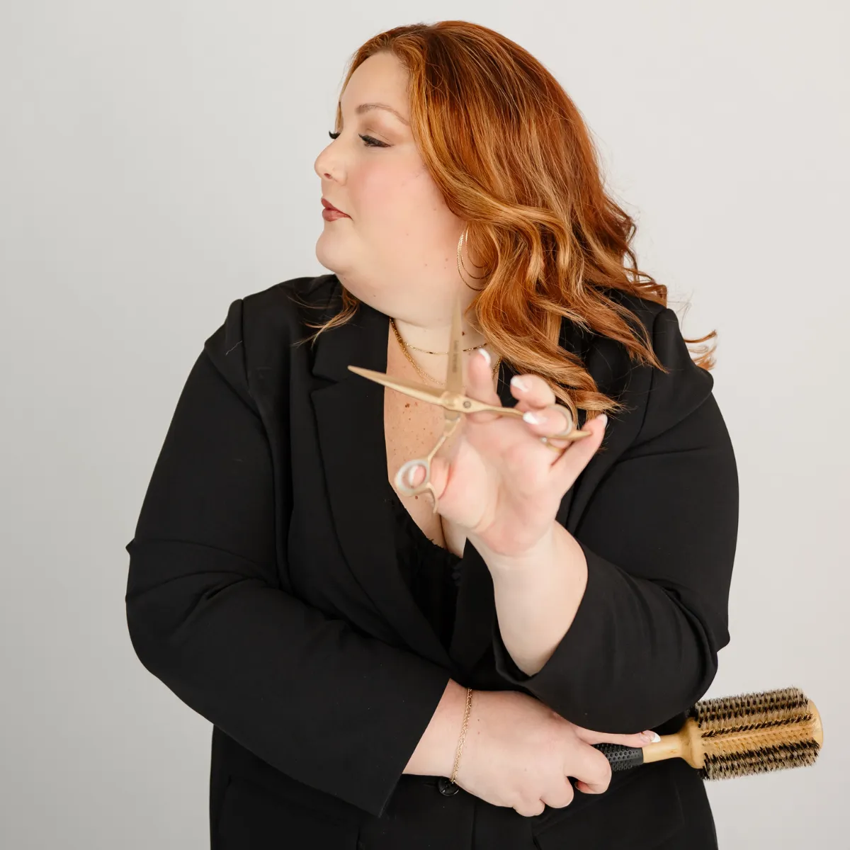 Brooke, Lancaster PA bridal hair and makeup artist, photographed in a studio portrait for Conceited Beauty Bar