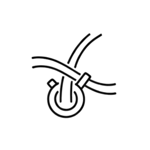 Icon representing seamless, discreet K-Tip hair extension bonds