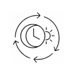 icon representing 24/7 wearability of sewn-in hair toppers