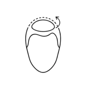 icon representing targeted crown coverage with sewn-in hair toppers