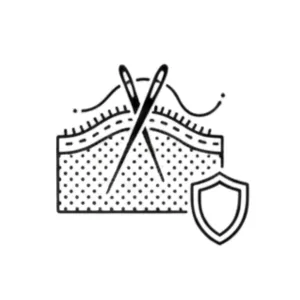 icon representing discreet sewn-in security of hair toppers for thinning hair