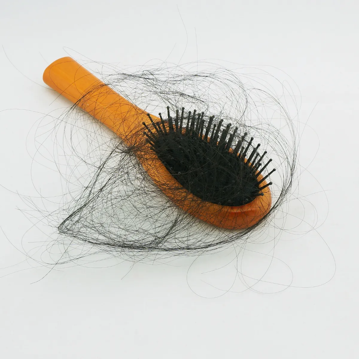 Hair shedding and thinning hair shown in a brush illustrating early signs of hair loss
