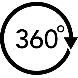 360-degree movement icon for versatile hair extension styling.
