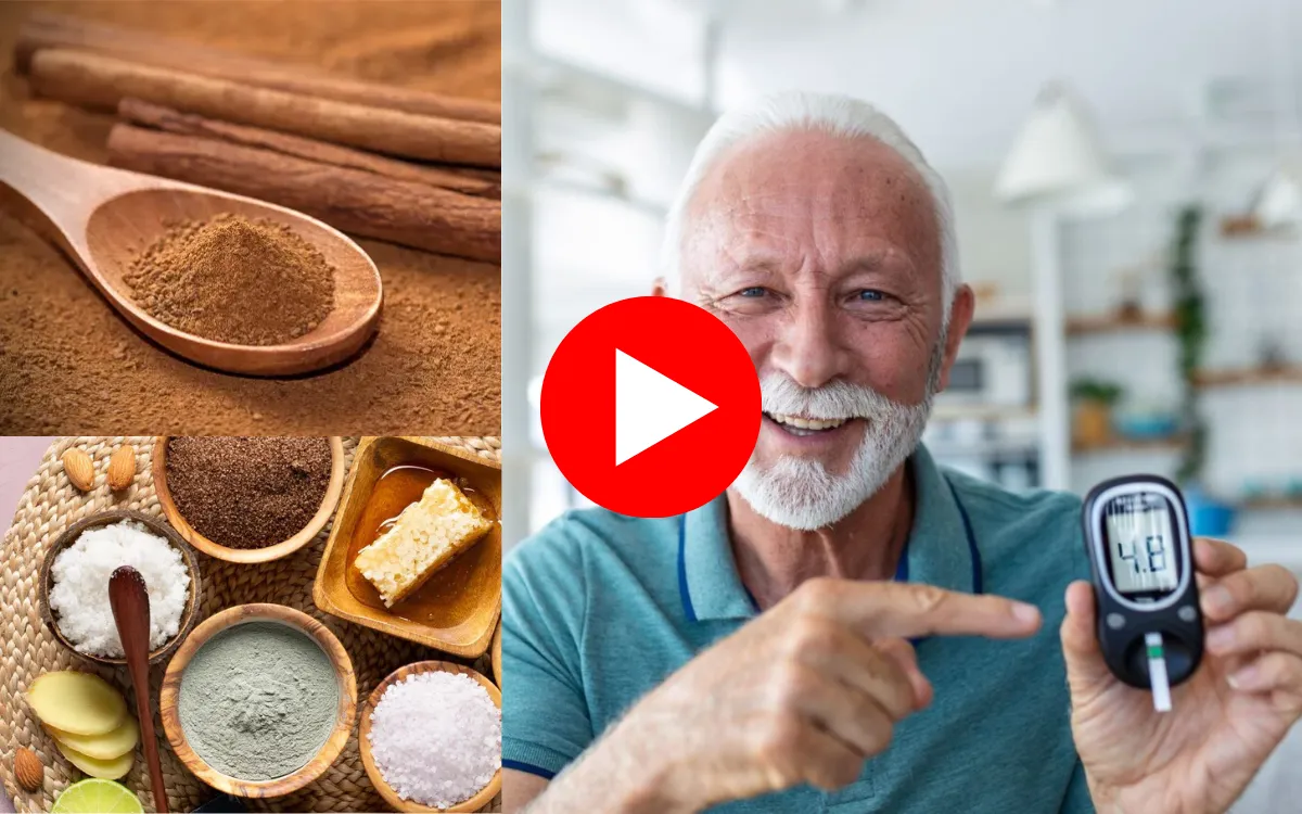 Call to action : Smiling old man with healthy blood sugar and home remedies