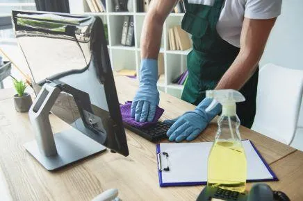 Professional cleaners carrying out deep cleaning services