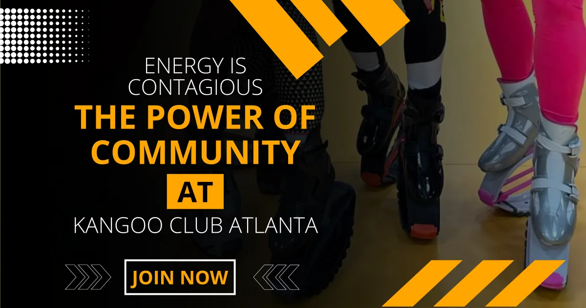 Kangoo Club Atlanta group fitness community participating in a high-energy rebound boot workout