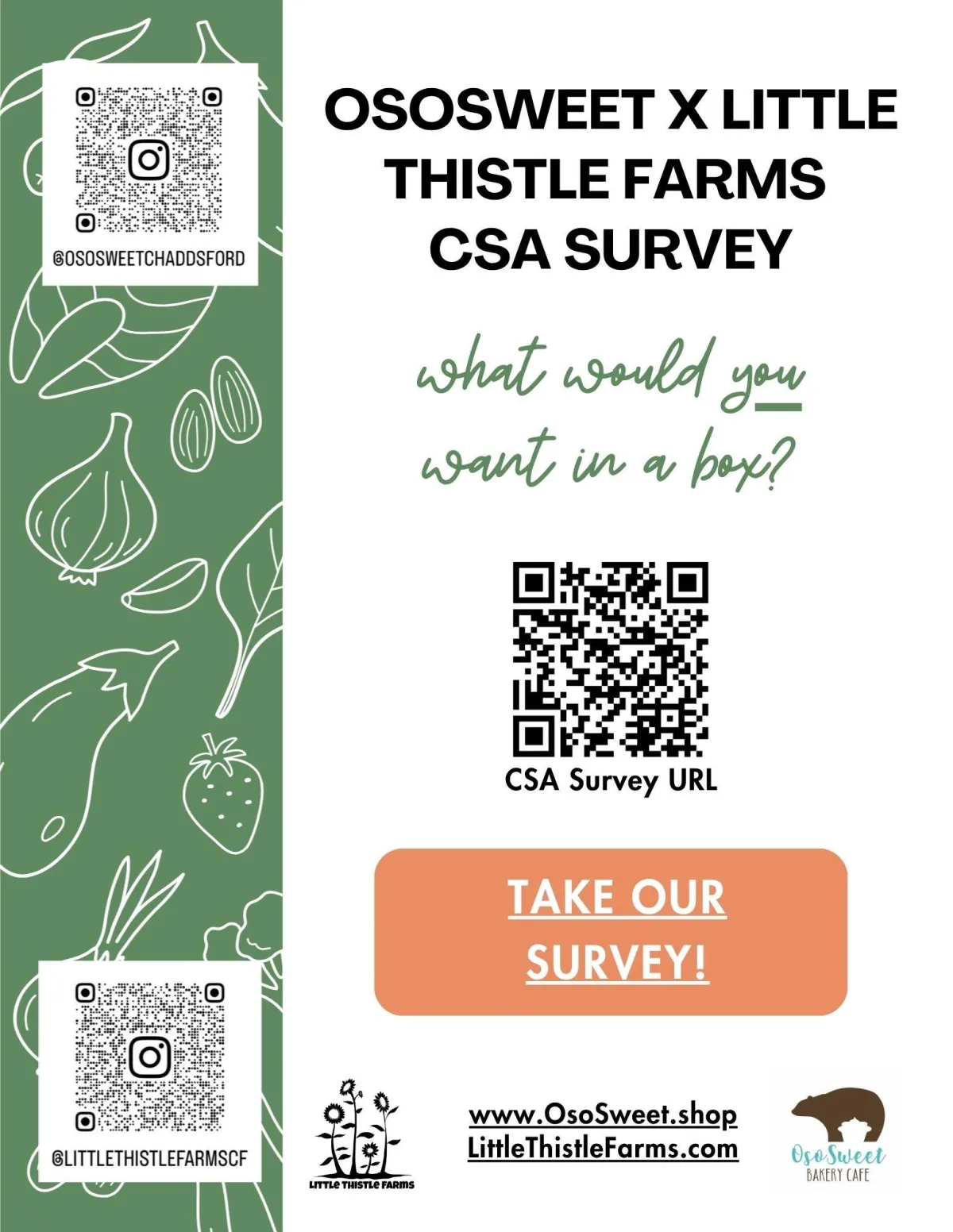 OsoSweet x Little Thistle Farms CSA Seasonal Box Survey and social media plugin
