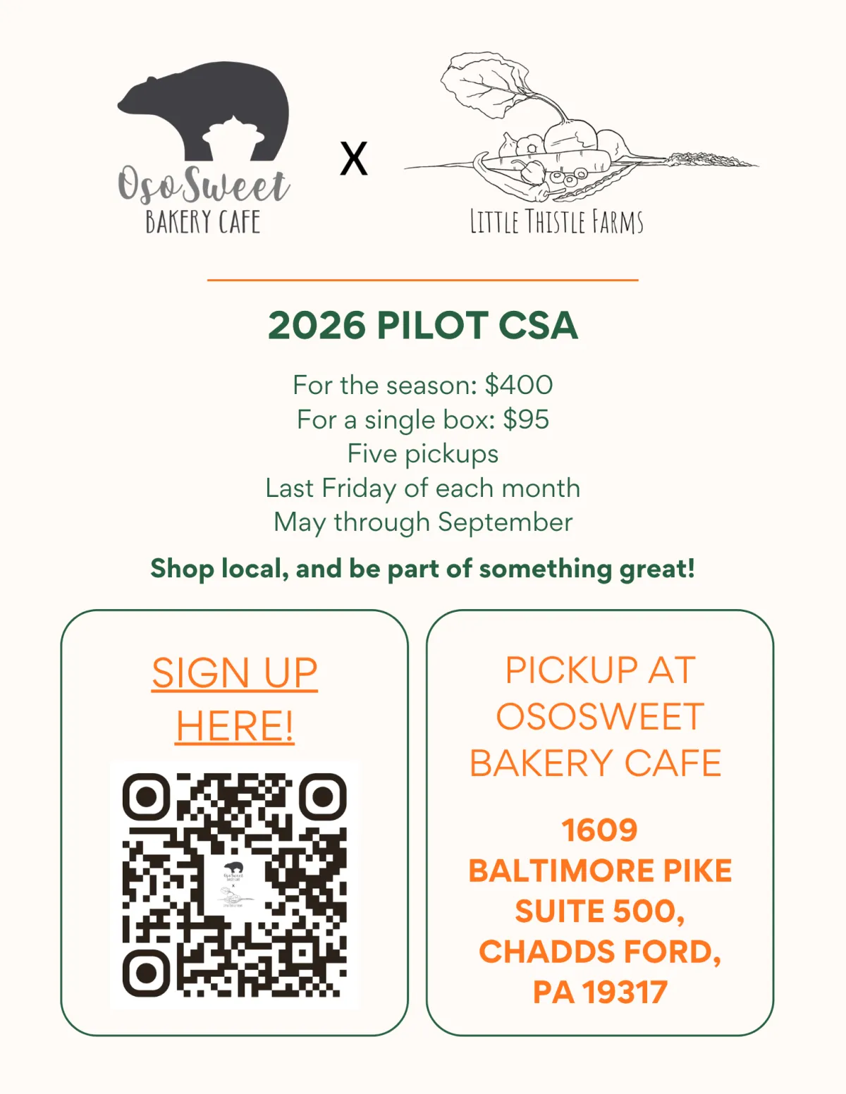 OsoSweet x Little Thistle Farms CSA Seasonal Box Survey and social media plugin