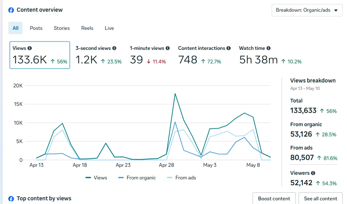 Insights report dashboard displaying website analytics, campaign performance, and growth trends.
