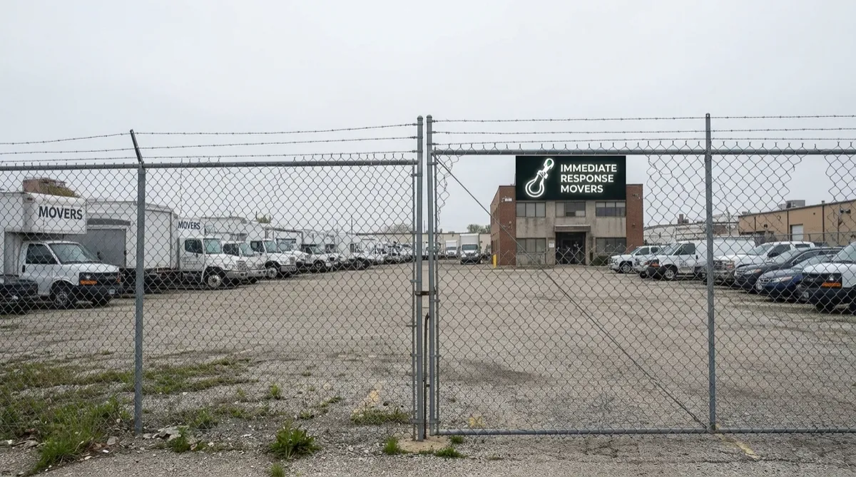  Rows of vehicles stored inside a fenced tow yard in Chicago
