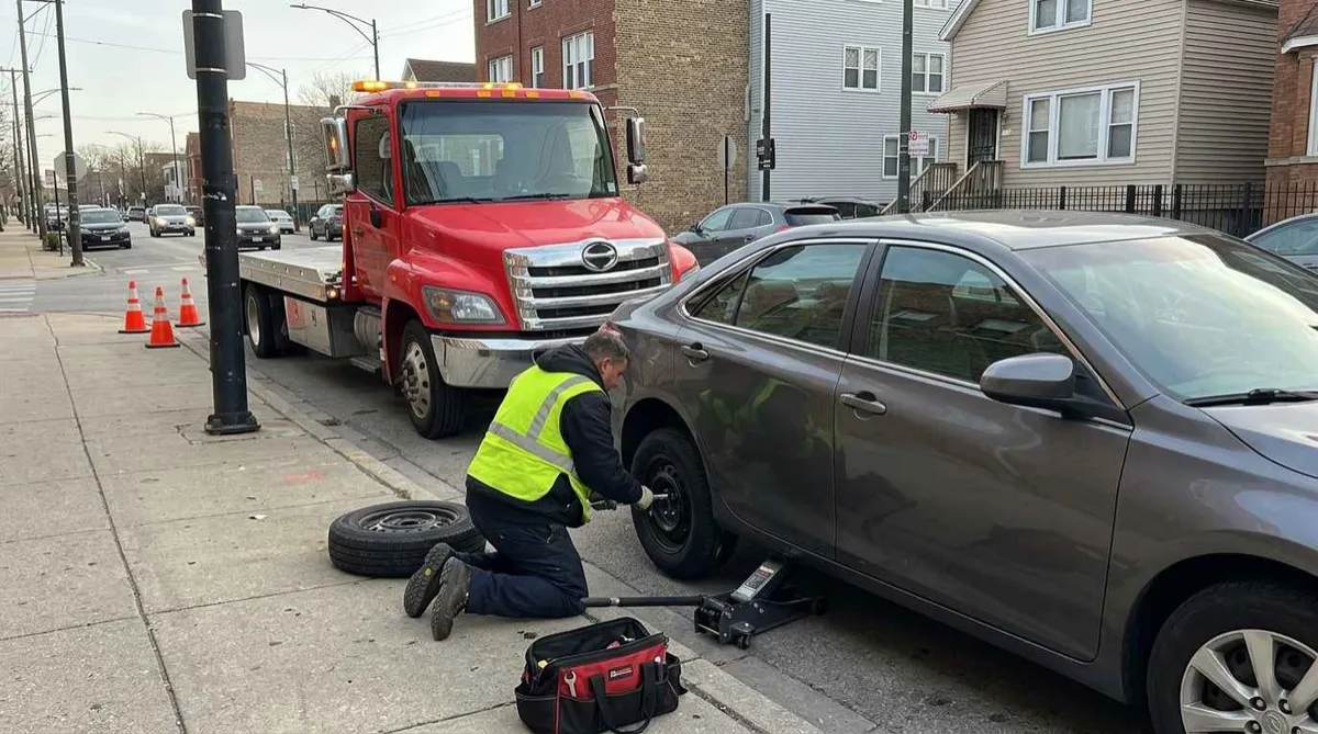 flat tire change Chicago, services