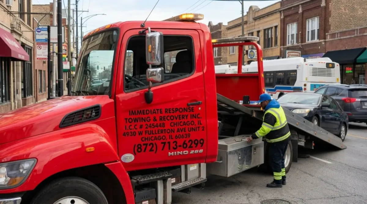 IRTC Tow truck clearing blocked street to pass traffic feely