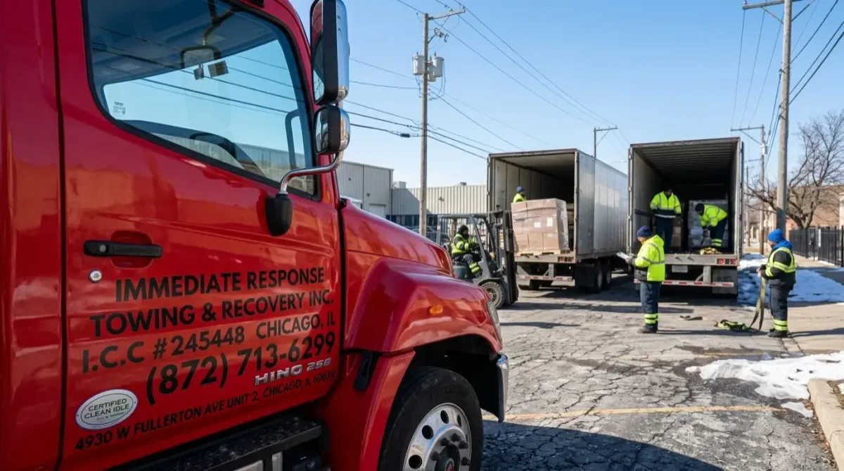 IRTC Tow truck providing Load Transfer & Cargo Handling during breakdown
