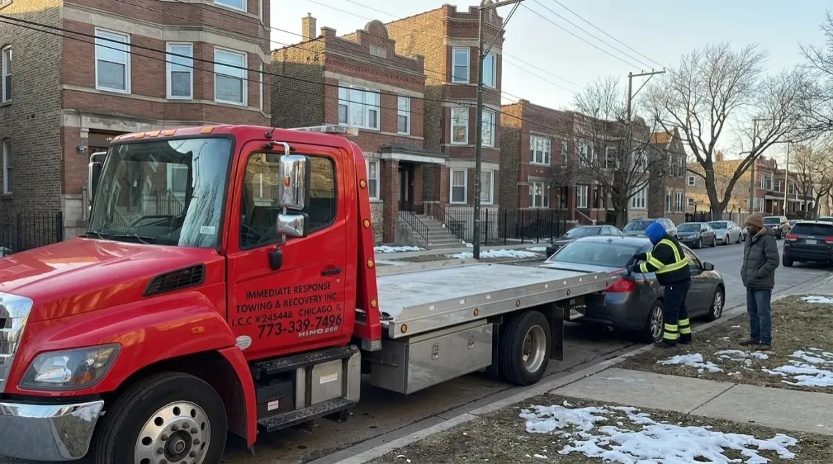 Tow truck assisting auto lockout vehicle