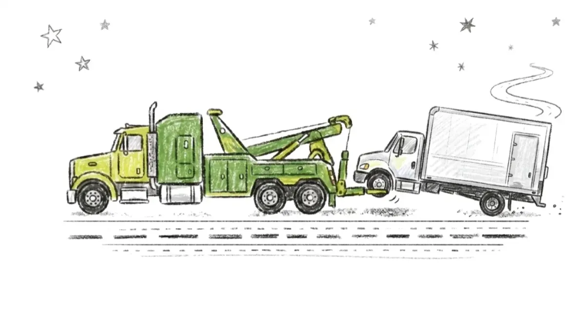 Tow truck towing box truck