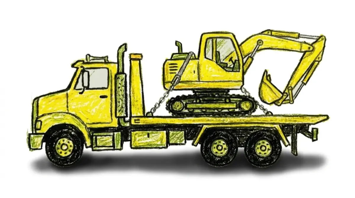 Tow truck towing construction builder excavator