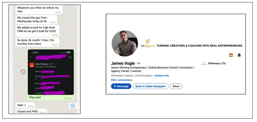 Screenshot: James result