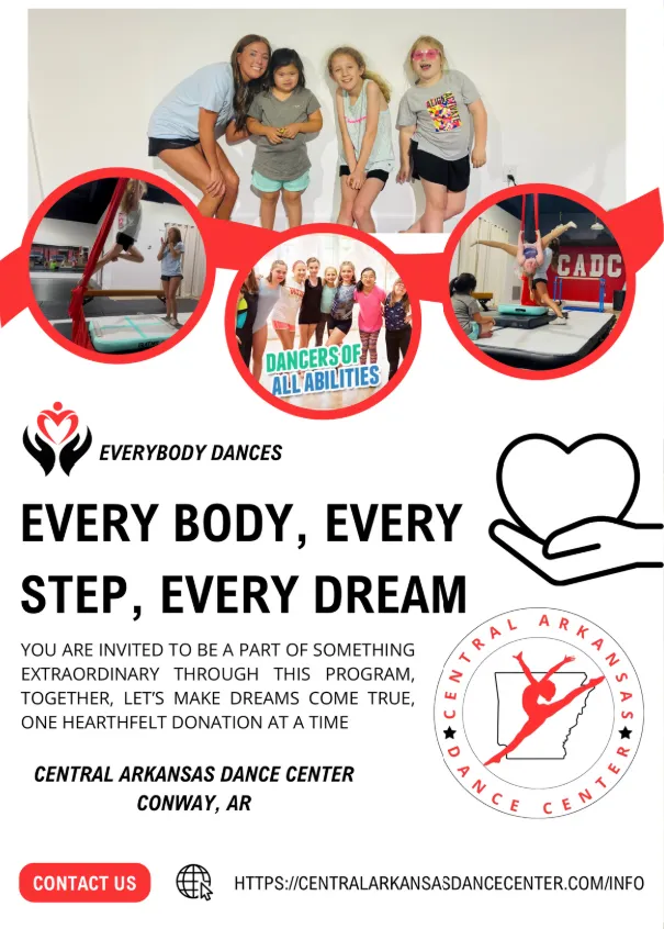 Inclusive dance class with students of varying abilities at Central Arkansas Dance Center