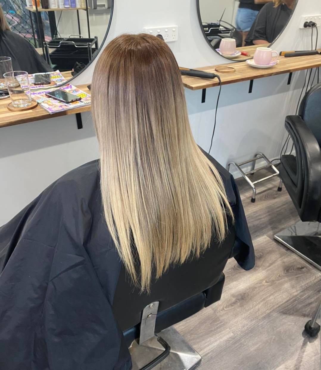 Long blonde hair colour result at local Burpengary hair salon