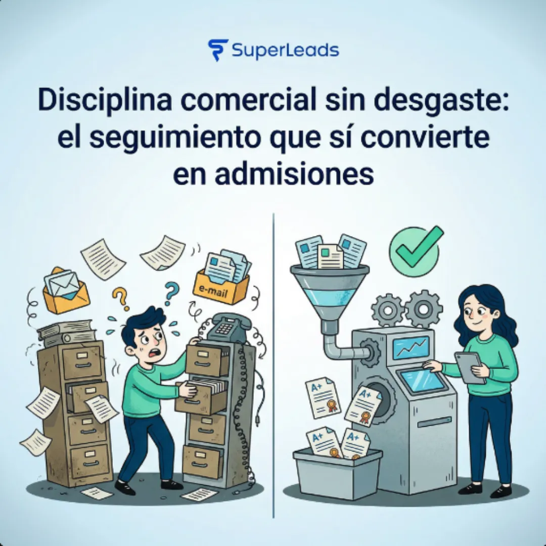 Disciplina comercial sin desgaste: el seguimiento que sí convierte en admisiones