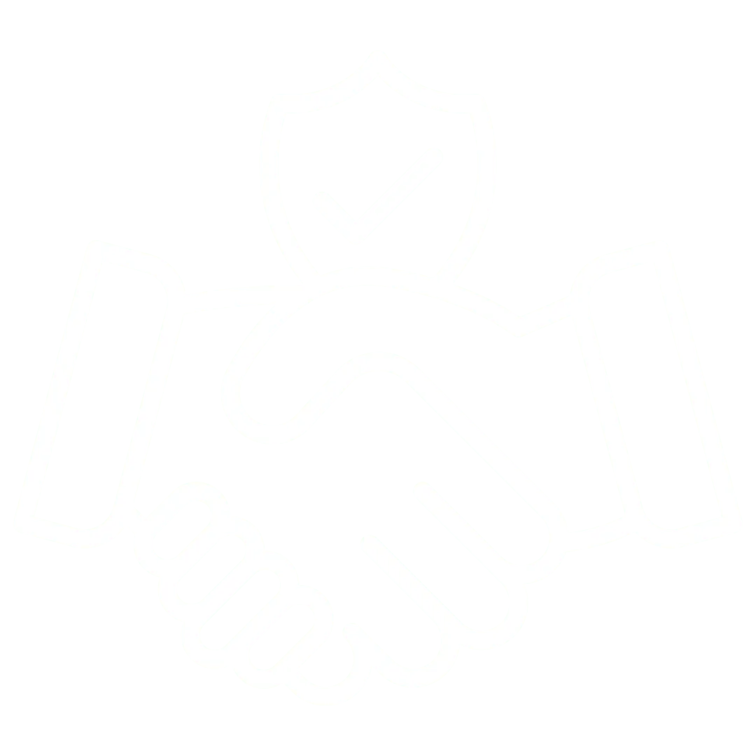 Handshake icon with a child and shield featuring a checkmark, symbolizing Prime Laundry - Ocala's flexible and safe service with affordable, no-contract, cancel-anytime options.