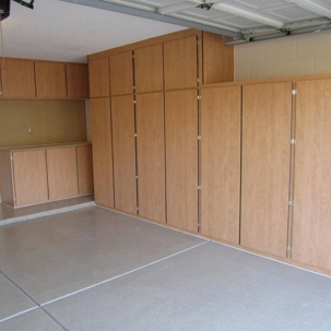 extensive built-in wooden cabinetry