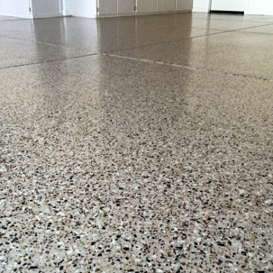 a floor coated with epoxy