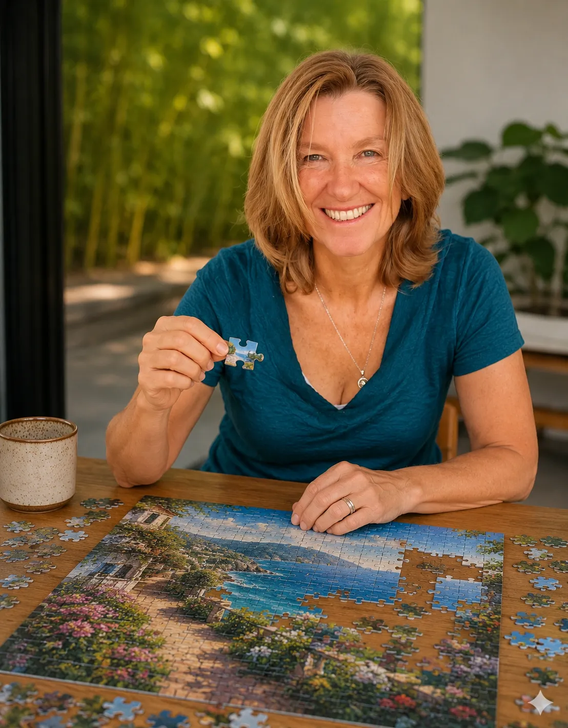 A conceptual photograph showing puzzle pieces being arranged, representing business attunement.