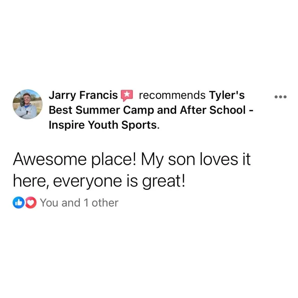 5 Star Review For Inspire Youth Sports Forney!