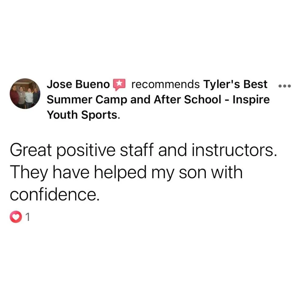 5 Star Review For Inspire Youth Sports Forney!