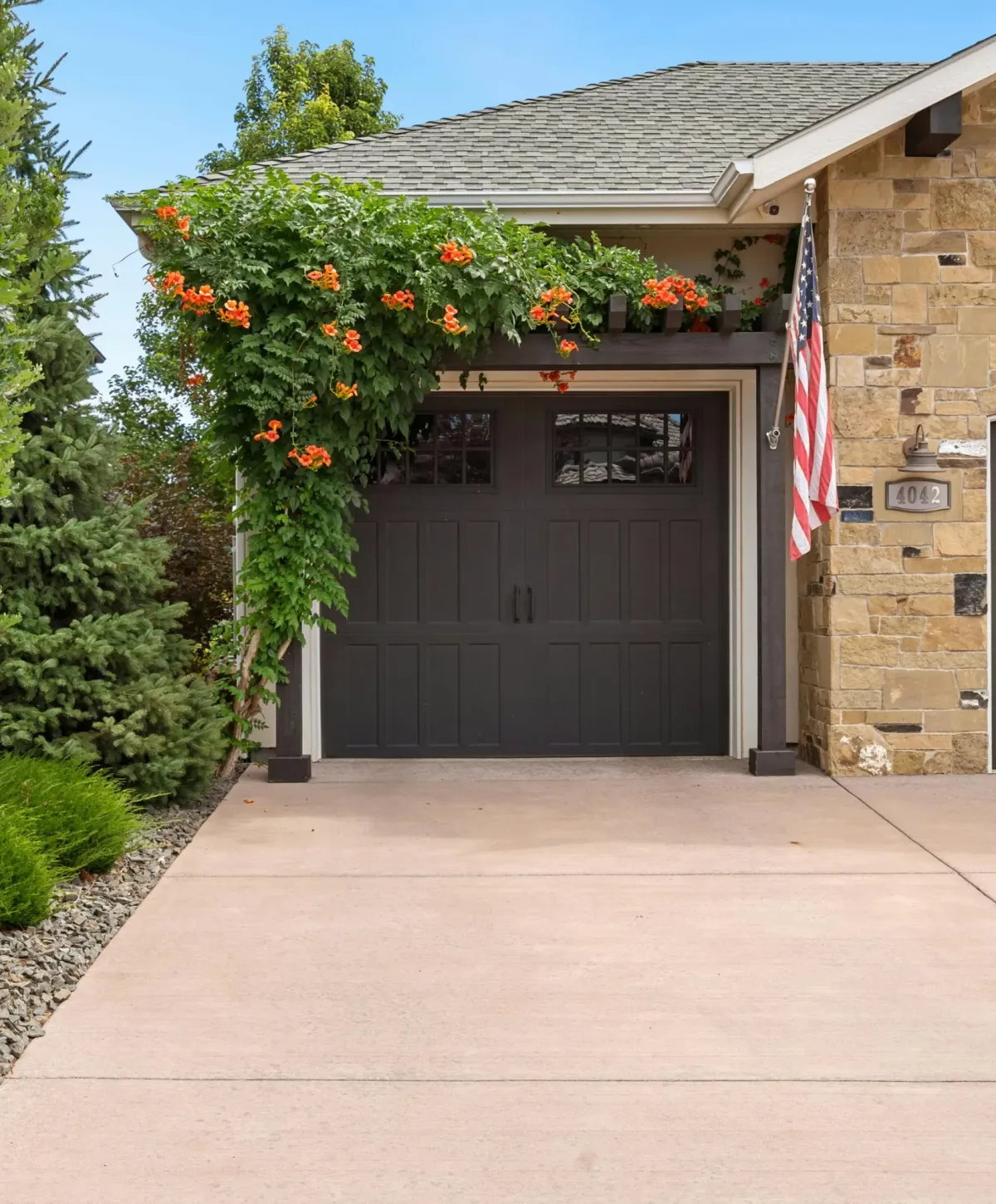 Cleaned driveway after professional pressure washing services.