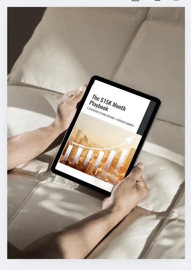 Photo of the cover of the 15k month playbook.