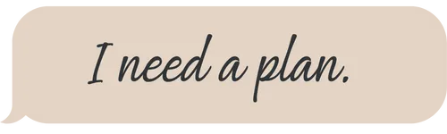 image, speech bubble that says "I need a plan."